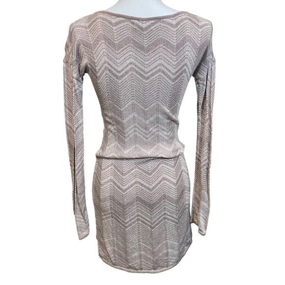 Express Gold Shimmery Sleek Long Sleeved Mini Dress.  Size S - Picture 3 of 8